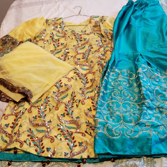 Beautiful net and silk 3 piece dress - Picture 4 of 4